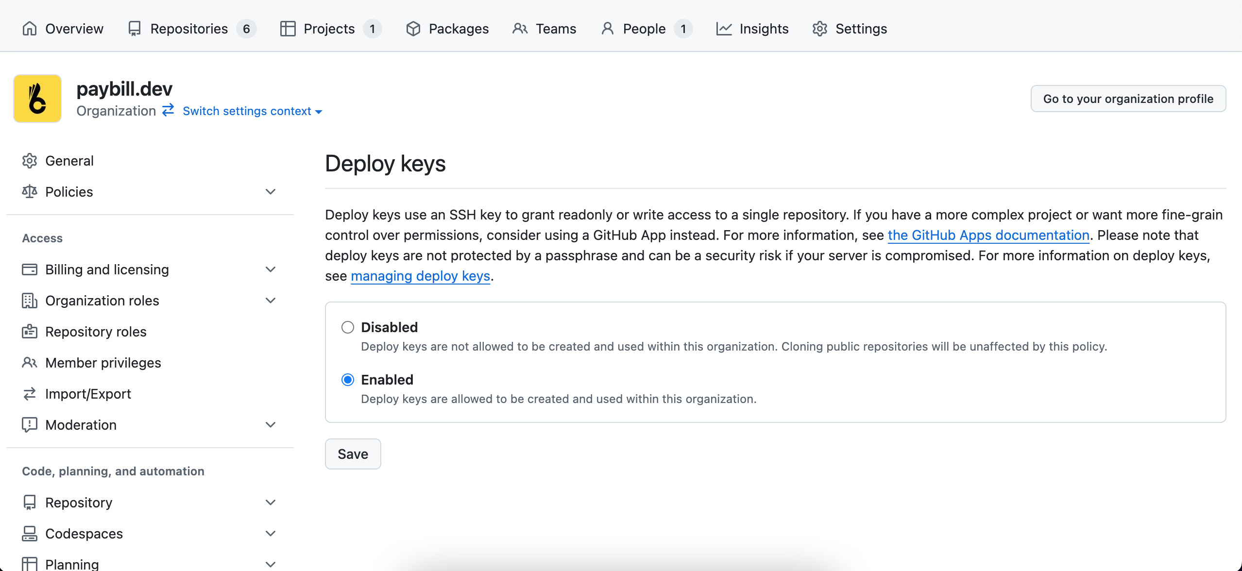 Enable Deploy Keys