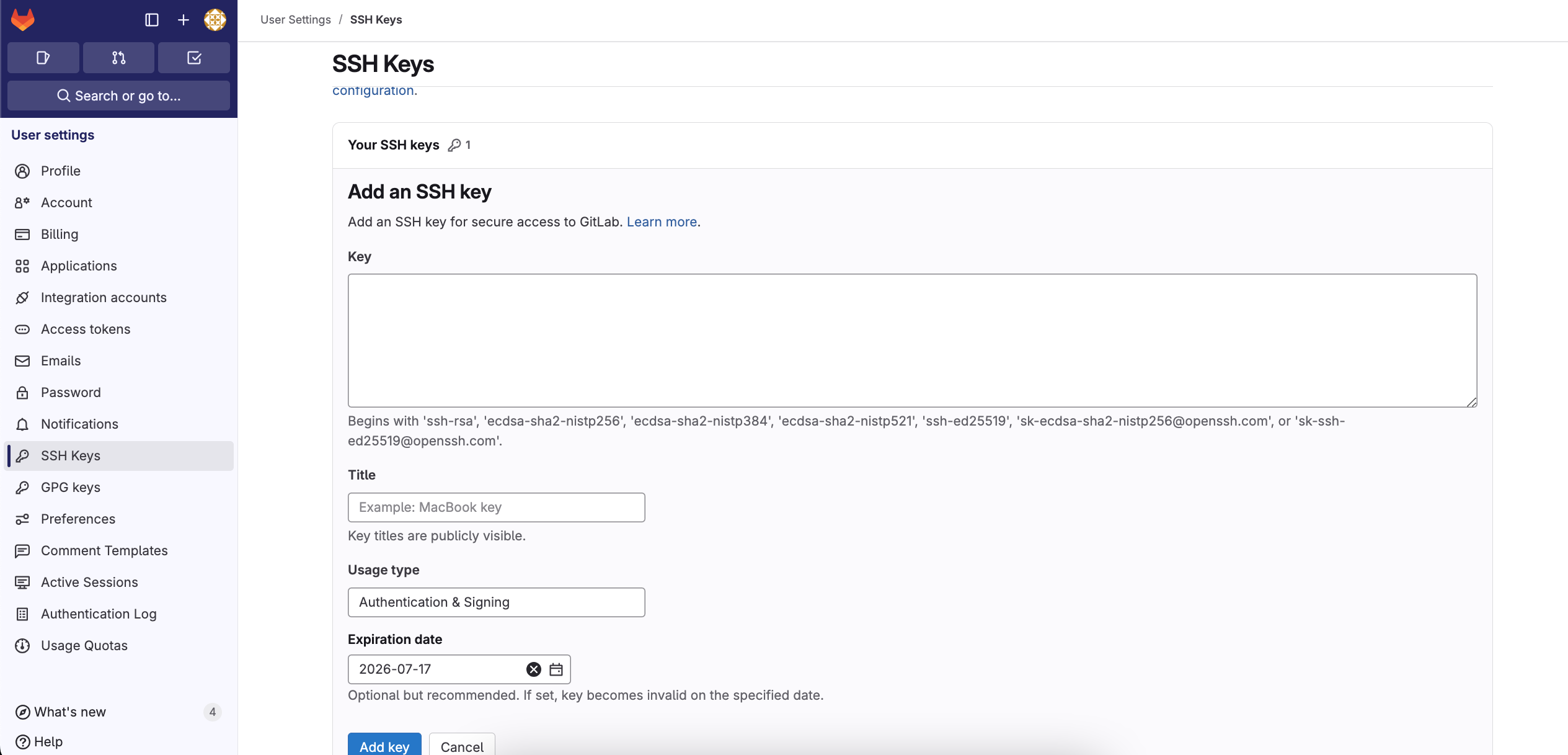 GitLab SSH Key